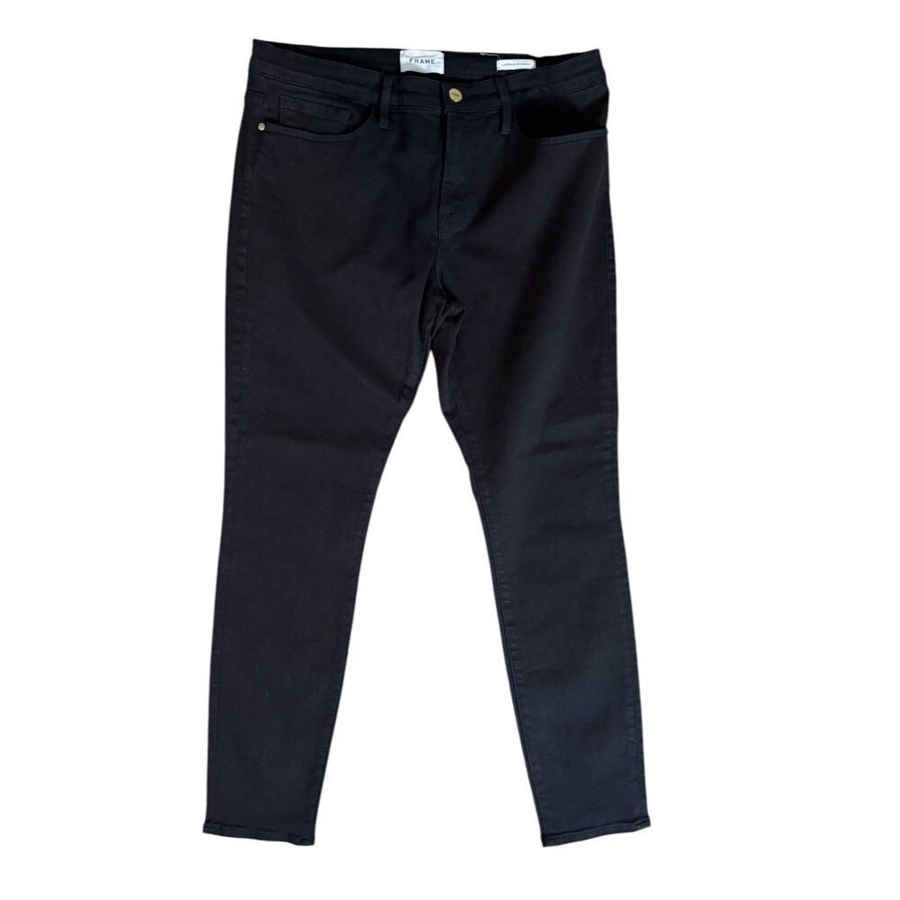 Frame Le Skinny De Jeanne Black Denim Jeans Women's Sz 32 Style COL403 Film Noir